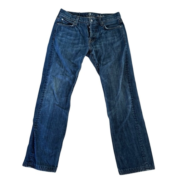 Vintage For all 7 Mankind Blue Denim Jeans Straight USA Size 32 - Picture 1 of 10